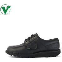Kickers Kick Lo Leather Shoes, Vegan, Extra Comfortable, Added Durability, Quality, Black, Unisex Adult