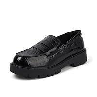 Kickers Women/'s Kori Loafer Croc Leather Shoes, Black,