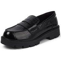 Kickers Women/'s Kori Loafer Croc Leather Shoes, Black, 5 UK