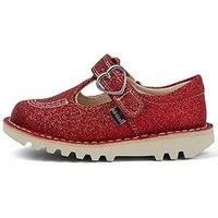 Kickers Unisex Kids Kick T Bar Glitter Textile Shoes, Red, 9 UK Child