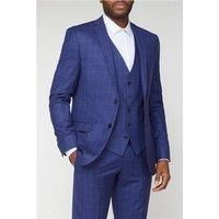 Limehaus Blue Windowpane Checked Suit Jacket