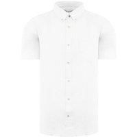 Ben Sherman Men's Script Embroidery Oxford Short Sleeve White Shirt | Size: Medium