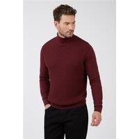 Racing Green Wine Red Watson Textured Front Roll Neck Jumper