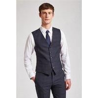 Ted Baker Slim Fit Navy High Twist Check Waistcoat