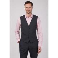 Scott & Taylor Regular Fit Charcoal Grey & Blue Grid Texture Waistcoat