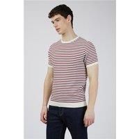 Hammond and Co Short Sleeve Stripe Knitted Crew Neck T-Shirt Beige