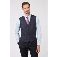 Racing Green Classic Fit Navy Checked Waistcoat