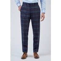 Limehaus Tailored Fit Navy Teal Check Men's Trousers
