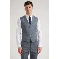 Ted Baker Dusty Blue Tonal Check Slim Fit Waistcoat