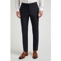 Ted Baker Navy Textured Rust Check Slim Fit Men's Trousers