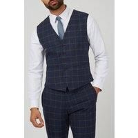 Racing Green Navy Blue With Light Blue Grey Overcheck Waistcoat