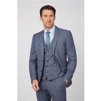 Racing Green Tailored Fit Light Blue Check Men's Suit Jacket