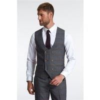 Marc Darcy Slim Fit Jenson Grey Check Double Breasted Waistcoat
