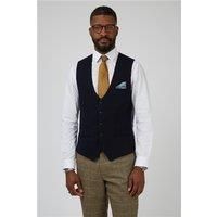 Marc Darcy Slim Fit Single Breasted Kelvin Navy Waistcoat