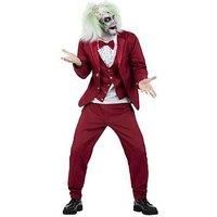 Smiffys Beetlejuice Groom Adult Costume Red Jacket with Mock Shirt and Waistcoat Bow Tie and Trousers Officially Licensed Warner Brothers Halloween Ideal for Matching Family Costumes