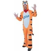 Smiffys Kelloggs™ Tony The Tiger™ Costume All in One & Scarf, Officially Licensed Kelloggs Fancy Dress, Adult Dress Up Costumes