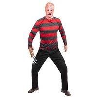 Smiffys Official Nightmare On Elm Street Freddy Krueger Costume Kit with Printed Striped Top and Burn Effect Balaclava Mask Halloween Outfit, Large