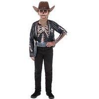 Skeleton Cowboy Costume Wild West Scary Cowboy Kids Halloween Fancy Dress