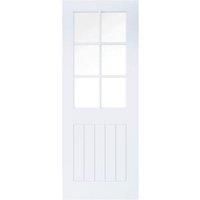 Wickes Geneva Cottage White Primed Glazed Solid Core Door - 2040 x 726mm