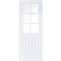 Wickes Geneva Cottage White Primed Glazed Solid Core Door - 1981 x 686mm