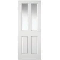 Wickes Stirling White Clear Glazed Grained Moulded 4 Panel Internal Door - 1981mm x 762mm