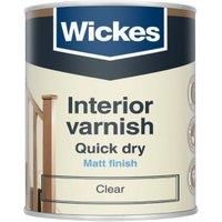 Wickes Quick Dry Interior Varnish - Clear Matt - 750ml