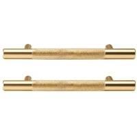 T Bar Cabinet Handle Knurled Polished Brass 150mm - Pack of 2