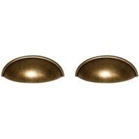 Cup Cabinet Handle Antique Brass 80mm - Pack of 2