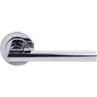 Milan Polished Chrome Round Rose Door Handle - 1 Pair