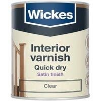 Wickes Quick Dry Interior Varnish - Clear Satin - 750ml