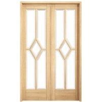 LPD Internal Reims Clear Glazed Room Divider W4 Pre-Finished Oak Solid Core Door - 1246 x 2031mm