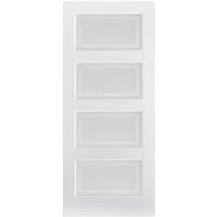 LPD Internal Contemporary Clear Glazed 4 Lite Primed White Solid Core Door - 813 x 2032mm
