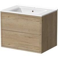 Wickes Tallinn White Oak Push To Open Vanity Unit & Basin - 650 x 550mm