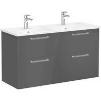 VitrA Root Storm Grey Wall Hung Vanity Unit & Double Basin - 1200 x 670mm