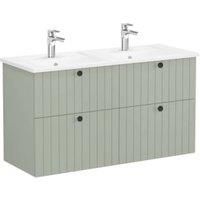 VitrA Root Retro Green Wall Hung Vanity Unit & Double Basin - 1200 x 670mm