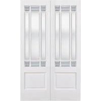 LPD Internal Downham Pair 9 Lite Glazed Primed White Solid Core Door - 1067 x 1981mm