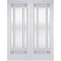 LPD Internal Manhattan Pair Clear Glazed 9 Lite Pair Primed White Solid Core Door - 914 x 1981mm