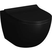 Vitra Sento Easy Clean Wall Hung Toilet Pan & Soft Close Slim Seat - Matt Black