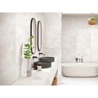 Wickes Lustre Stone Polished Wall & Floor Tile, in White, Porcelain, Size: 600x300mm, M