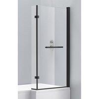 Wickes 6mm Black L-Shaped Shower Bath Screen - 1400 x 800mm