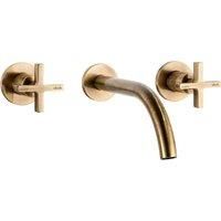 Abode Serenitie Wall Mounted 3 Hole Basin & Bath Mixer - Antique Brass