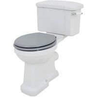 Wickes Oxford Traditional Close Coupled Comfort Height Toilet Pan, Cistern & Grey Soft Close Seat