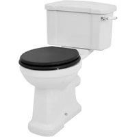 Wickes Oxford Traditional Close Coupled Comfort Height Toilet Pan, Cistern & Black Soft Close Seat