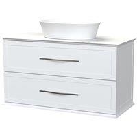 Duarti by Calypso Kentchurch 1000mm Glacier White Wall Hung Vanity with Hanbury Countertop Basin, Worktop & Chrome Handles