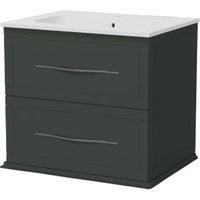 Duarti by Calypso Kentchurch Juniper Green Wall Hung Vanity with Farley Recessed Basin & Chrome Handles - 600mm