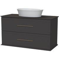 Duarti by Calypso Kentchurch Strata Grey Wall Hung Vanity with Hanbury Countertop Basin, Worktop & Brass Handles - 1000mm