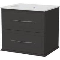 Duarti by Calypso Kentchurch Strata Grey Wall Hung Vanity with Farley Recessed Basin & Chrome Handles - 600mm