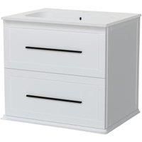 Duarti by Calypso Kentchurch Glacier White Wall Hung Vanity with Farley Recessed Basin & Black Handles - 600mm