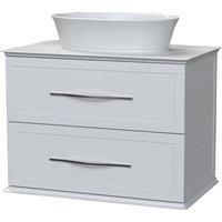 Duarti by Calypso Kentchurch Glacier White Wall Hung Vanity with Hanbury Countertop Basin, Worktop & Chrome Handles - 750mm