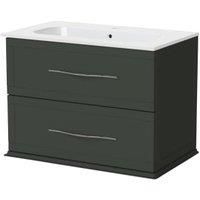 Duarti by Calypso Kentchurch Juniper Green Wall Hung Vanity with Farley Recessed Basin & Chrome Handles - 750mm